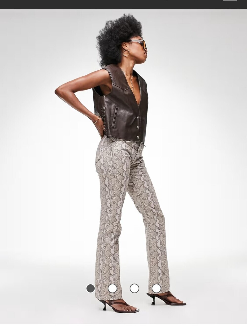 ASOS Design Cream Snake Print Flared Pants Size 28 NWOT